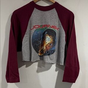 Journey Graphic Raglan Crop Top xl cotton poly blend 2005 vintage